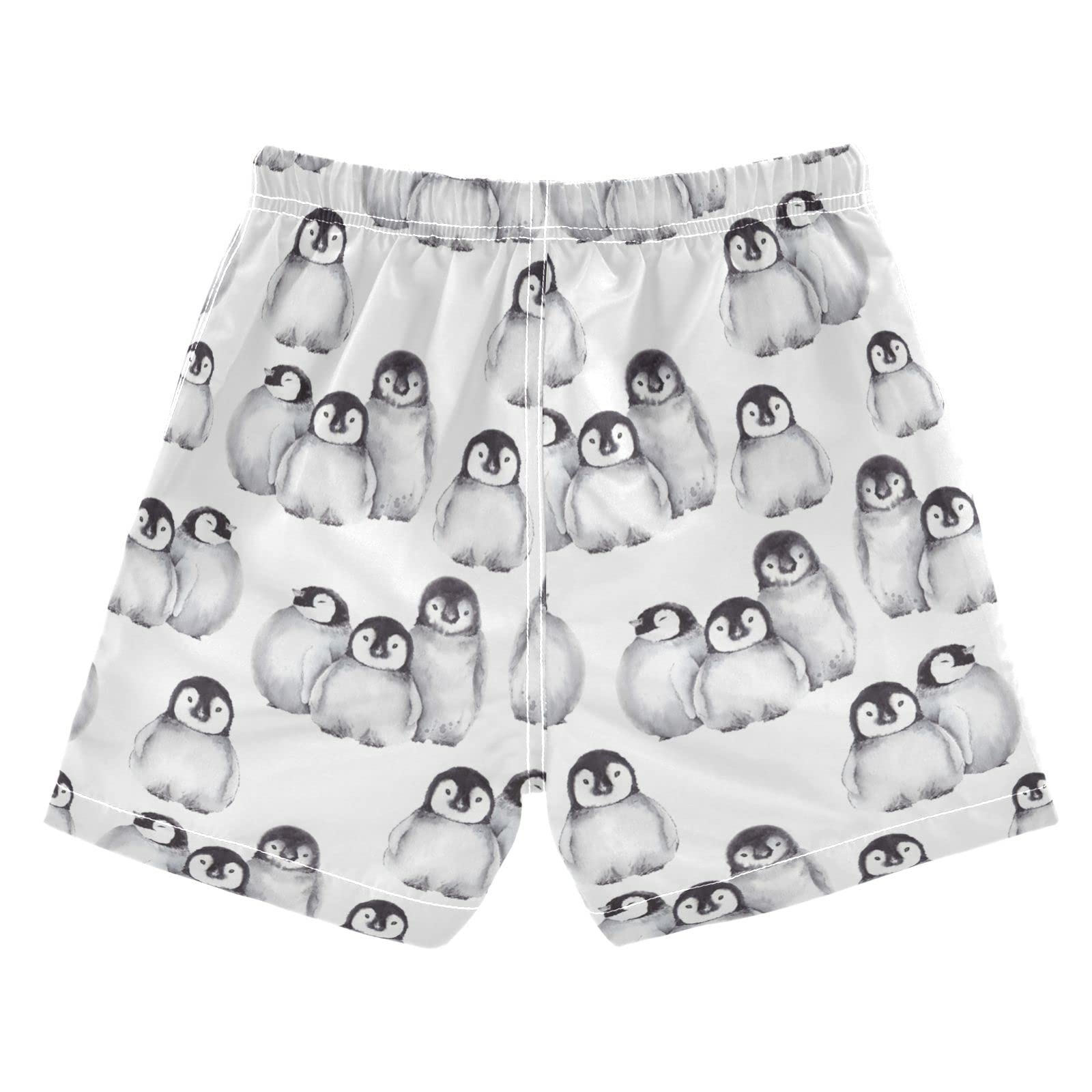 Boys Swim Trunks Summer Drawstring Toddler Swim Board Shorts Quick Dry Little Boy Bathing Suit Beach Hawaii Vacation 10 Years-12 Years Cute Baby Penguins