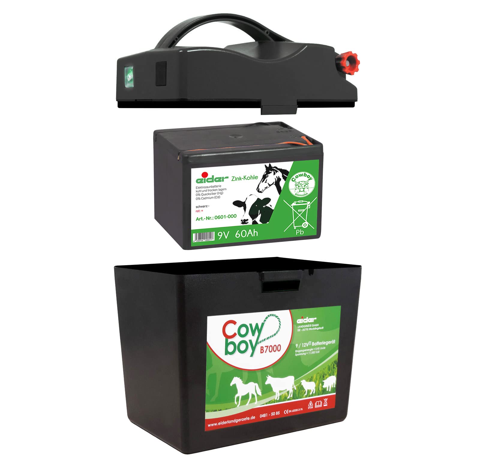 Eider Cowboy B 7000 Máquina para cercas de Pasto 9 V 60 Ah 0,45 J 11500 V