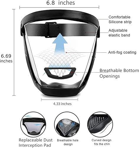 Miniatura 2 de Máscara de protección facial antivaho de alta definición para adultos (color negro mejorado).