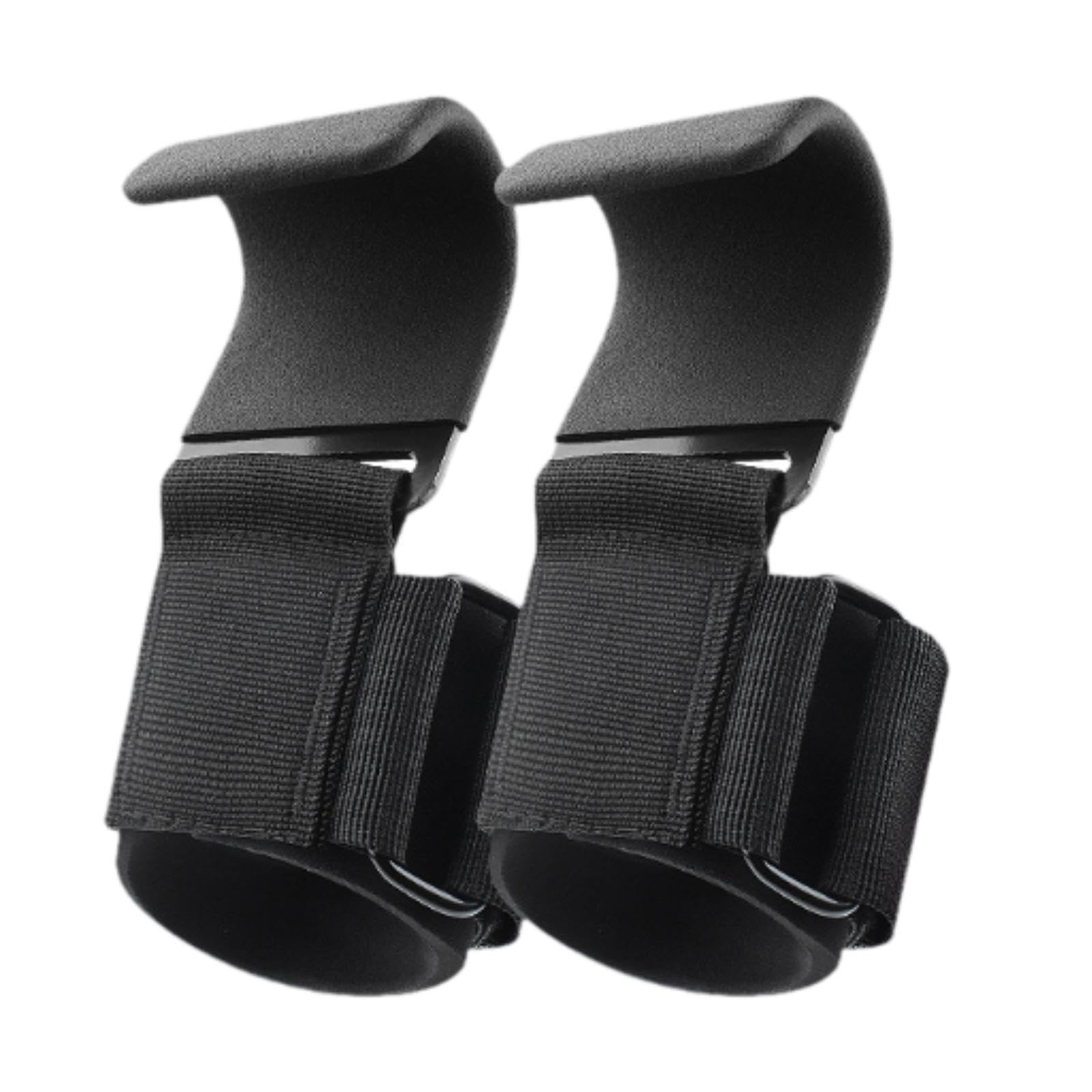 MERISHOPP 2 Pieces Weight Lifting Hooks Practical for Bodybuilding Deadlifting Pull up Black-image-7