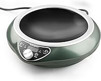 Abangdun 1700W Concave Induction Wok Cooktop - 9.25" Coil, 16 Levels, Continuous Low-Heat, ETL Portable Burner for Woks & Pans