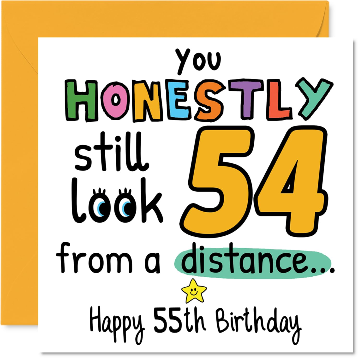55th Birthday Cards for Men Women - From a Distance - Happy Birthday Card for 55 Year Old Man Woman Sister Neighbour Nan Nanny, 145mm Bday Greeting Cards