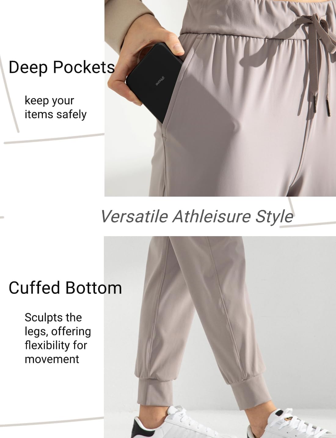 AJISAI Women's Joggers Pants with Pockets Drawstring Sweatpants for Running Workout Lounge Wear - Image 4