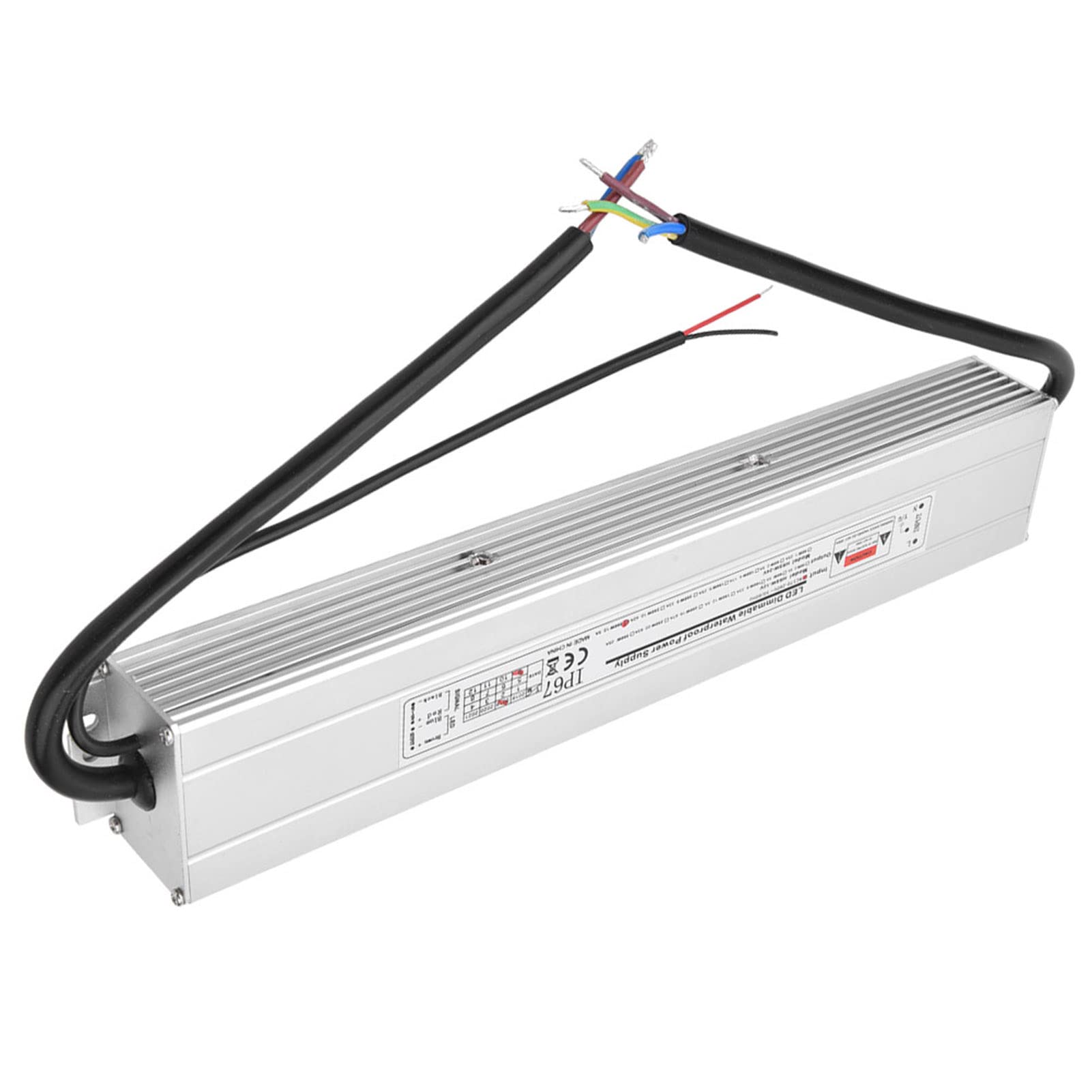 Tissting Fuente de Alimentación LED, Fuente de Alimentación Regulable Impermeable SCR/0-10V DC24V 12.5A 300W Transformador de Cobre Carcasa de Aleación de Aluminio para Iluminación Comercial Oficina
