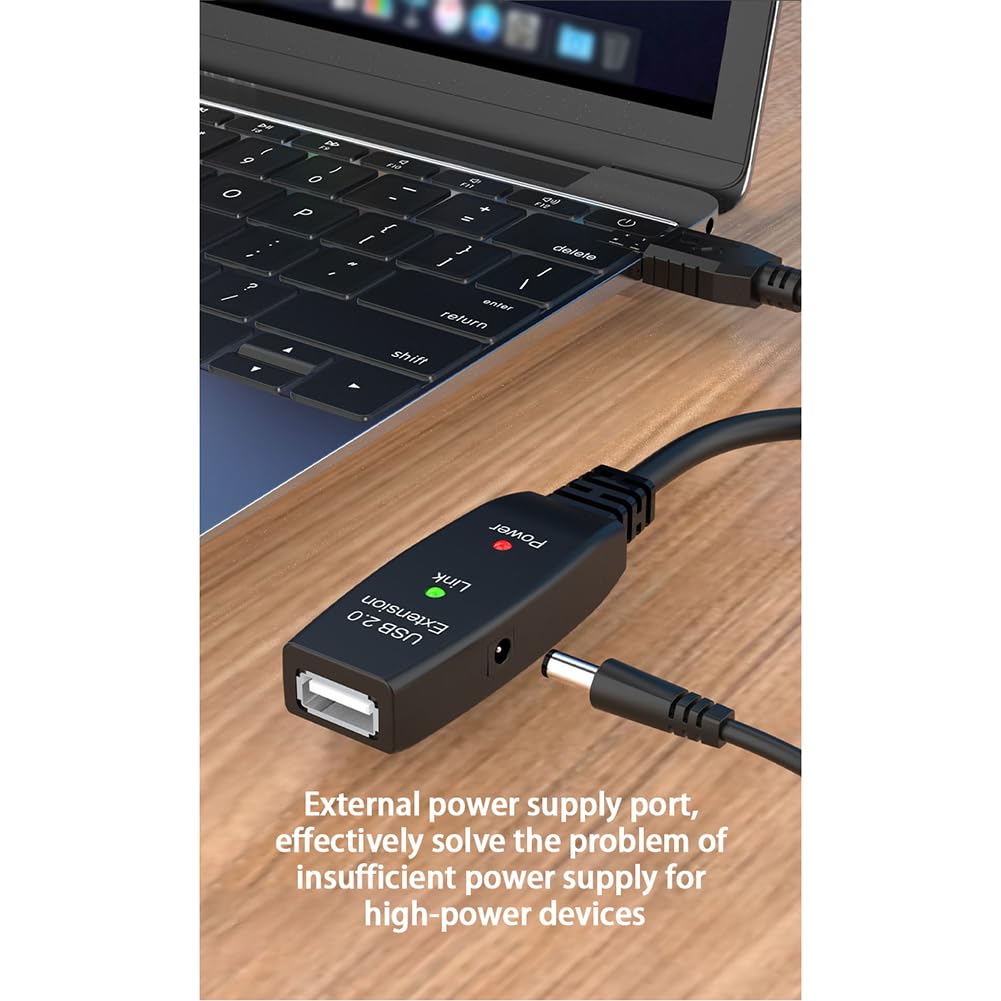 15m USB 2.0 Aktives Repeaterkabel – Verstärktes Verlängerungskabel Mit Signalverstärker Für Maus, Drucker, Kamera & Mehr