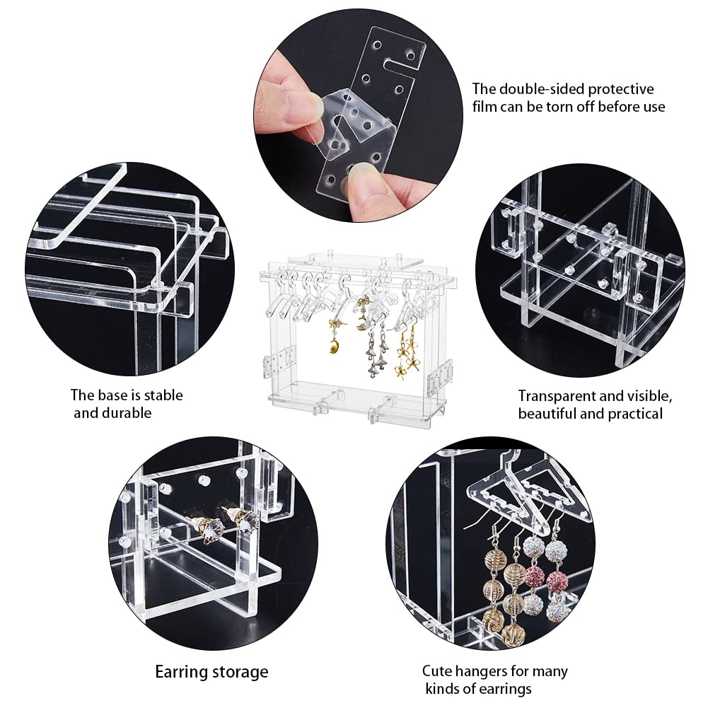 SUPERFINDINGS Earring Holder Rack Acrylic Earrings Display Earring Organizer Stand Transparent Jewelry Display Stand with 8pcs Coat Hangers for Women Girls - Image 4
