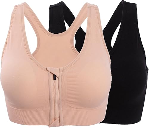 ohlyah - Brasier deportivo o para yoga con cierre frontal de ganchos y cremallera para mujer