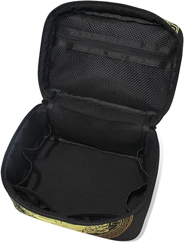 Miniatura 10 de Luna creciente dorada con estrellas Portia Chic Tattoo on Dark Night Beauty Cosmetic con cepillo de cremallera, bolsa de almacenamiento portátil,