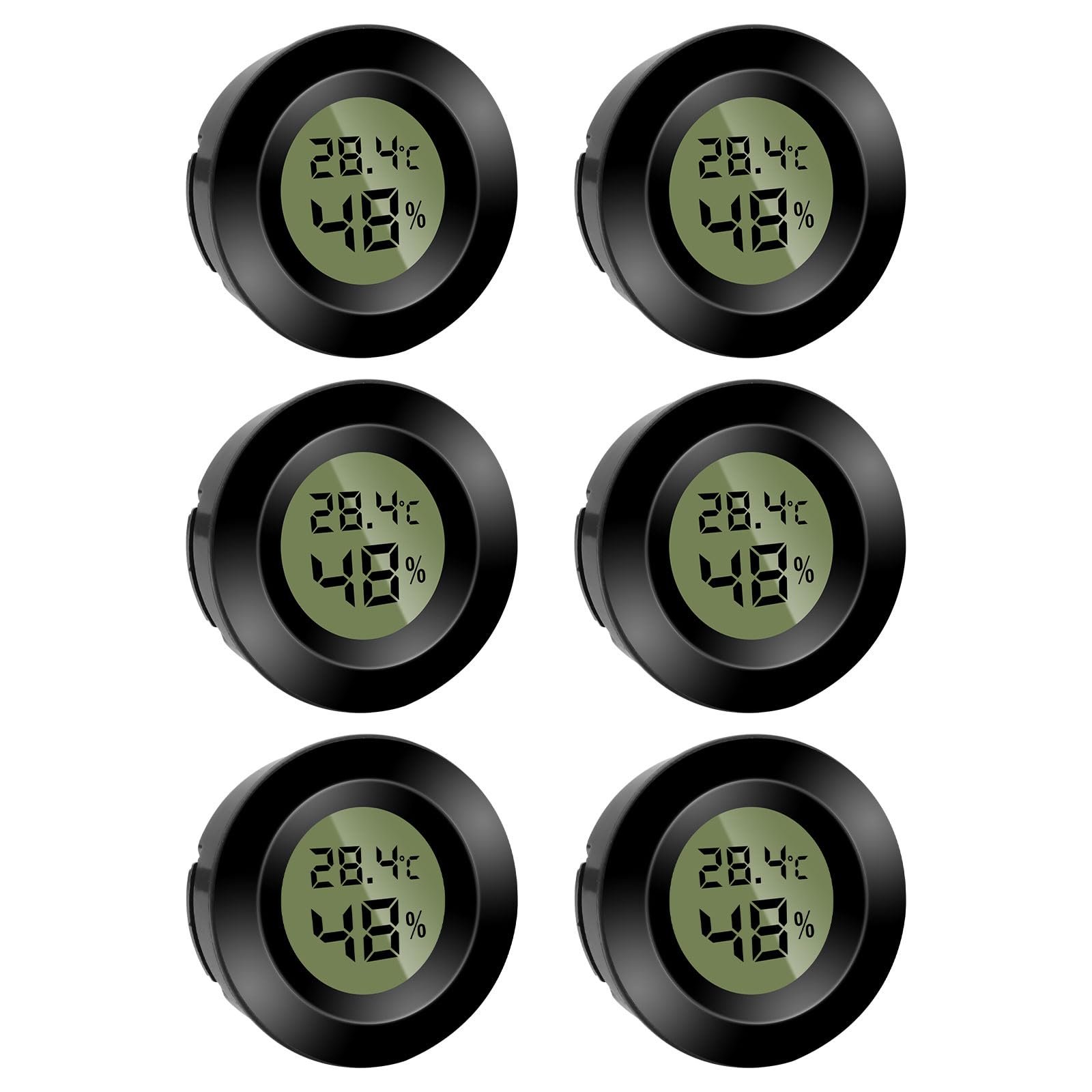 3 Stück Mini Digital Hygrometer Thermometer Rund Luftfeuchtigkeitsmessgerät Temperatur Feuchtemessgerät Fahrenheit (℉) or Celsius(℃) für Innenraum Büro Wohnzimmer (Batterien Enthalten)