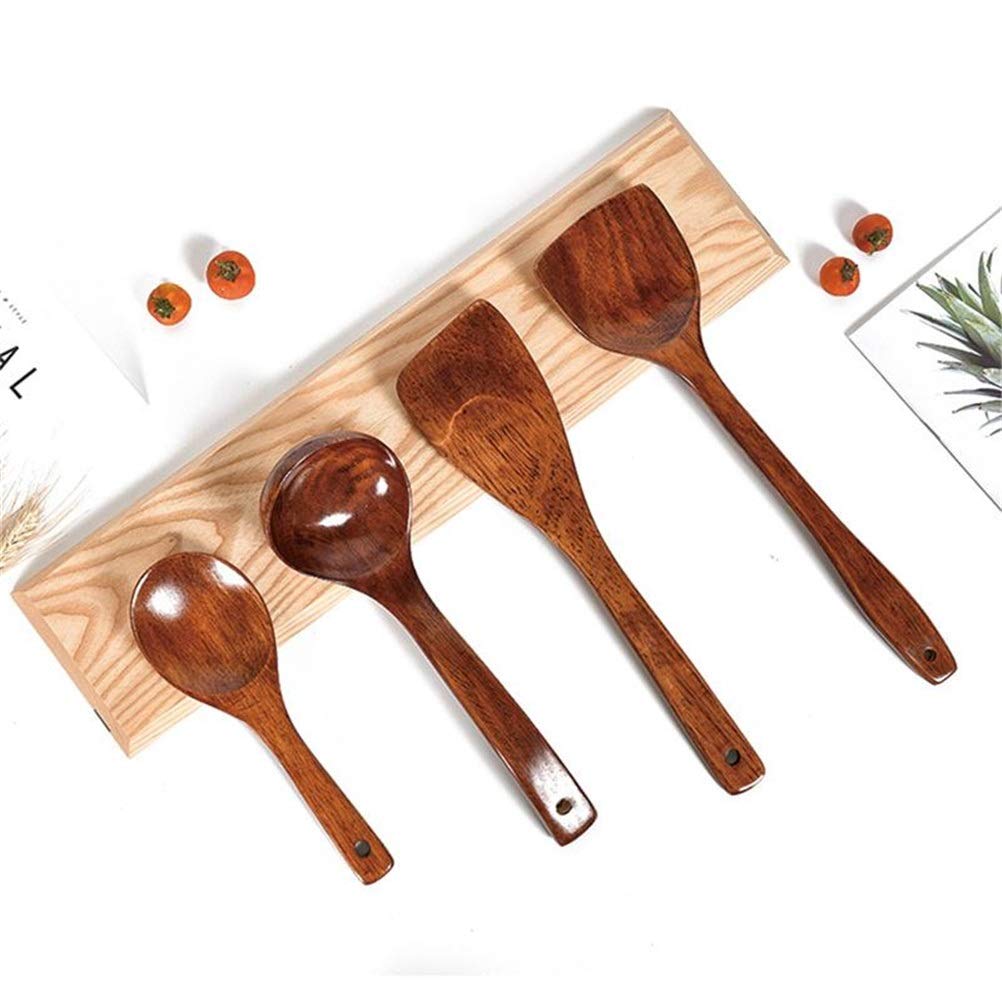 4-teiliges Kochwerkzeug-Set aus Holz, Suppenlöffel, praktischer Pfannenwender, Schaufel, Küchenutensilien, Holzgeschirr for Zuhause
