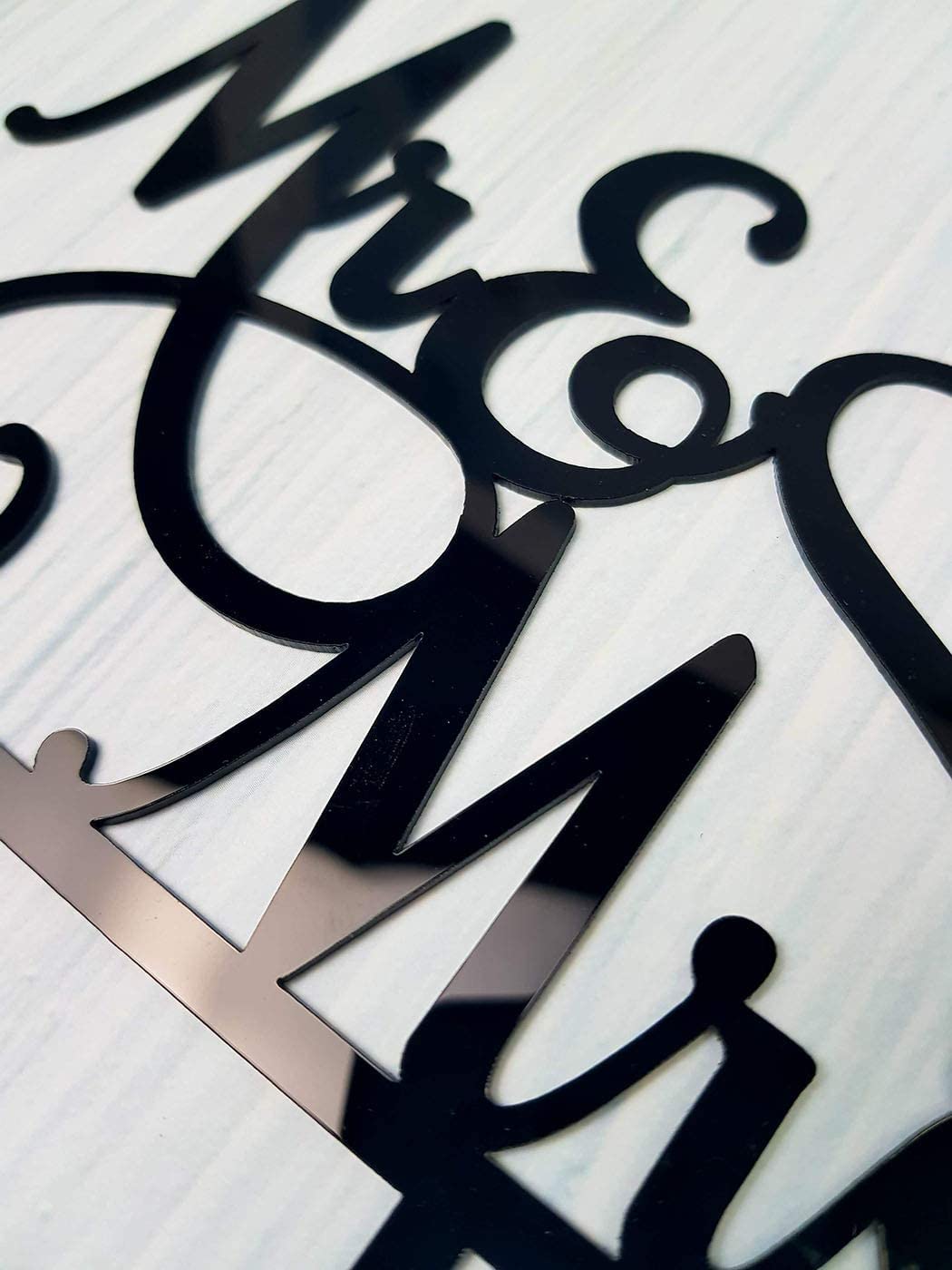 MustHome Personalized Cake Topper for Happy Birthday, Bride to Be - Black Acrylic Cake Decoration Supplies (Mr & Mrs) 4
