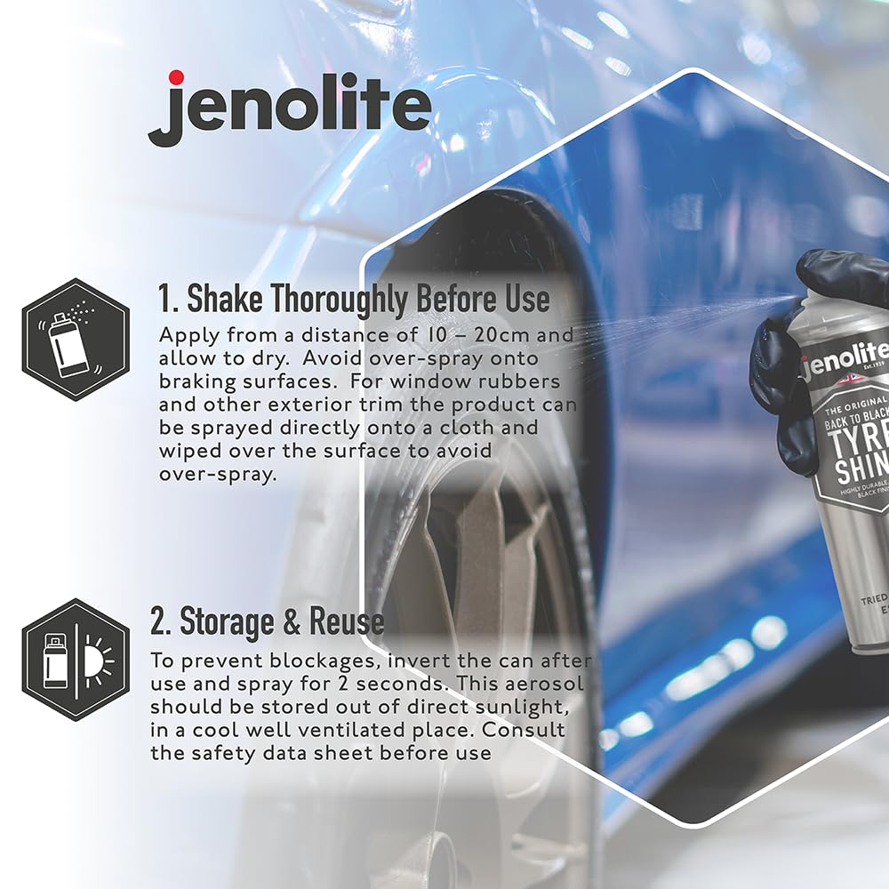 JENOLITE Back to Black - Confezione doppia spray per paraurti e finiture + lucidante per pneumatici, ripristina e protegge paraurti sbiaditi, finiture e pneumatici, 2 x 500 ml
