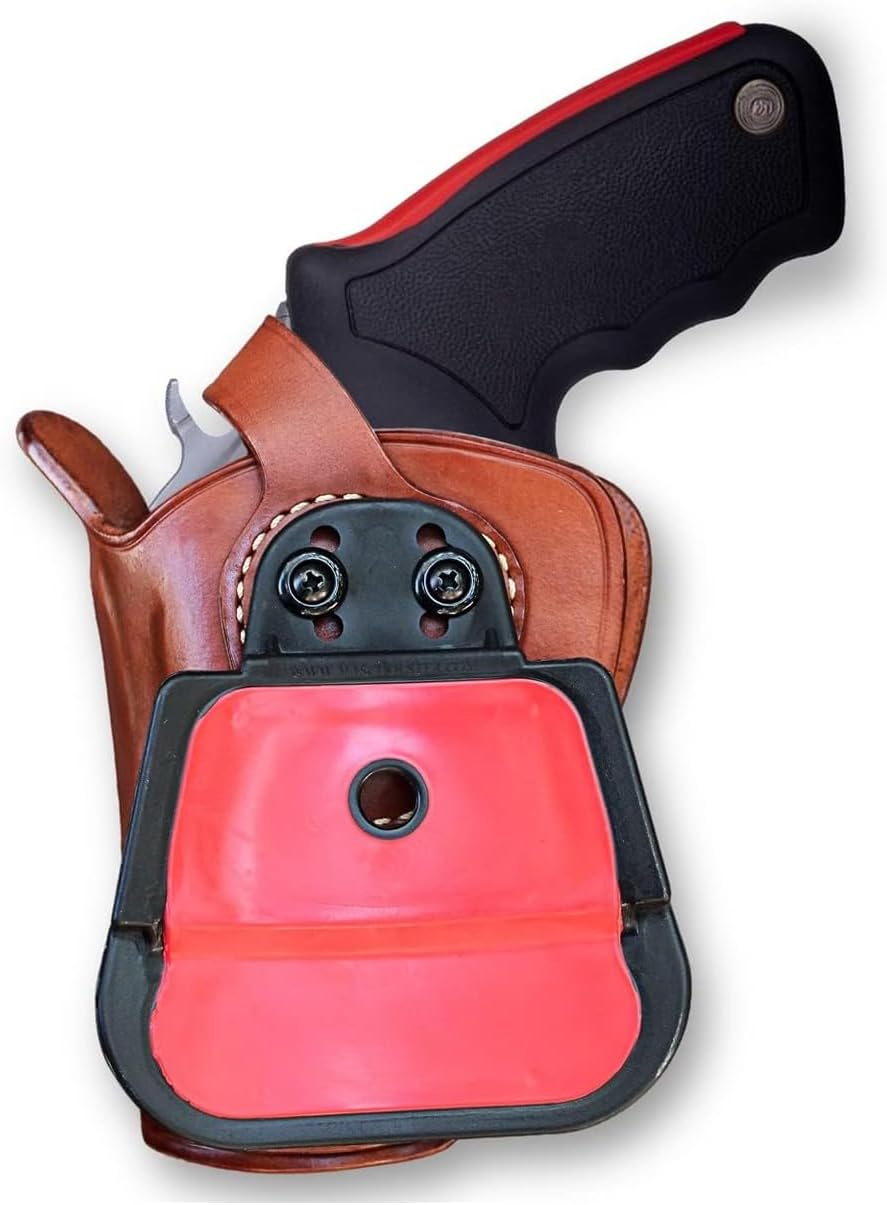 Masc OWB Leather Paddle Revolver Holster with Retention Strap, Fits Raging Bull .44 Mag/ 454 Casull 2.25-inch, Right Hand Draw Brown Color #1444#