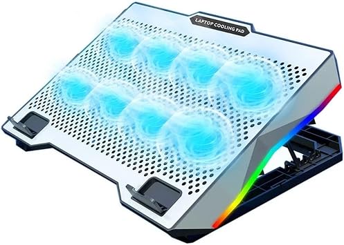 RGB I kl  8 Fanl  Y kseklikli Ayarl  Notebook Laptop So utucu Fan + Telefon Tutucu FC979