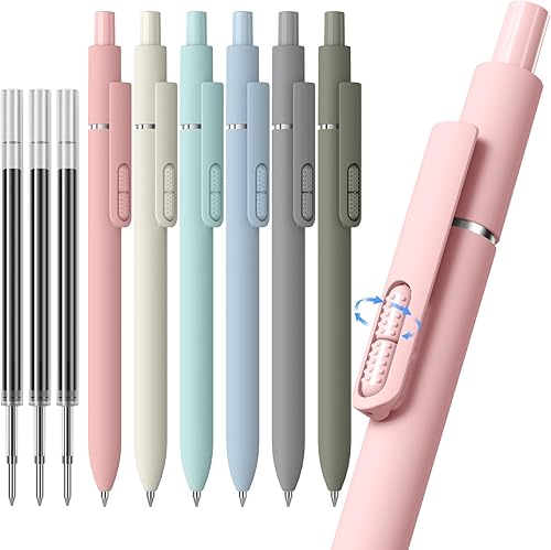 9 bolígrafos negros, punta media de 0.039 pulgadas, punta media, tinta negra, punta suave, punta redonda, retráctil, de larga duración, para la