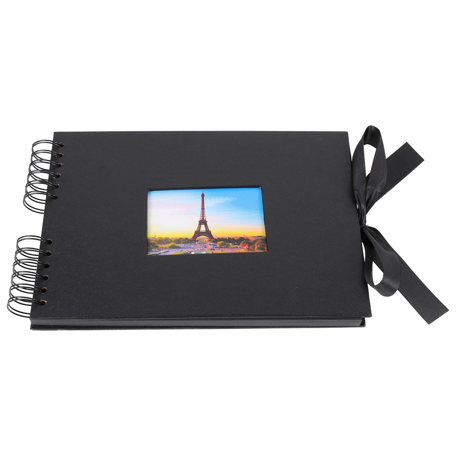 Album Photo A4 à Spirale Ruban Noir - Carnet Scrapbooking Vierge pour Photo Famille
