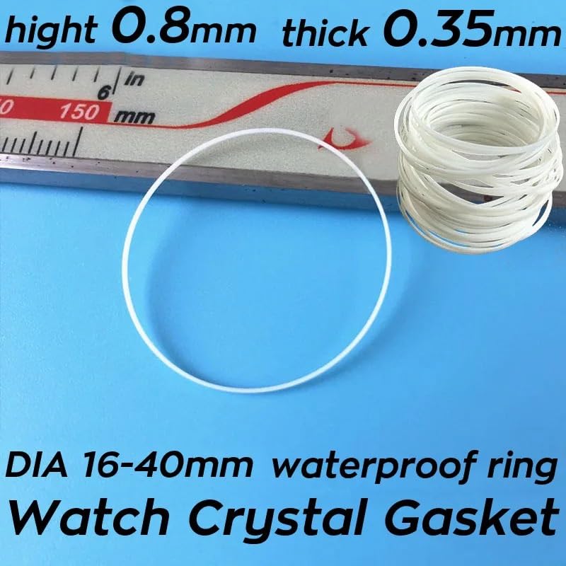 0.8mm Height 0.35 Thick O Ring Watch Crystal Gasket 16mm to 40mm Inner Diameter Waterproof Seal Ring for Front Watch Glass(Diameter 31mm)