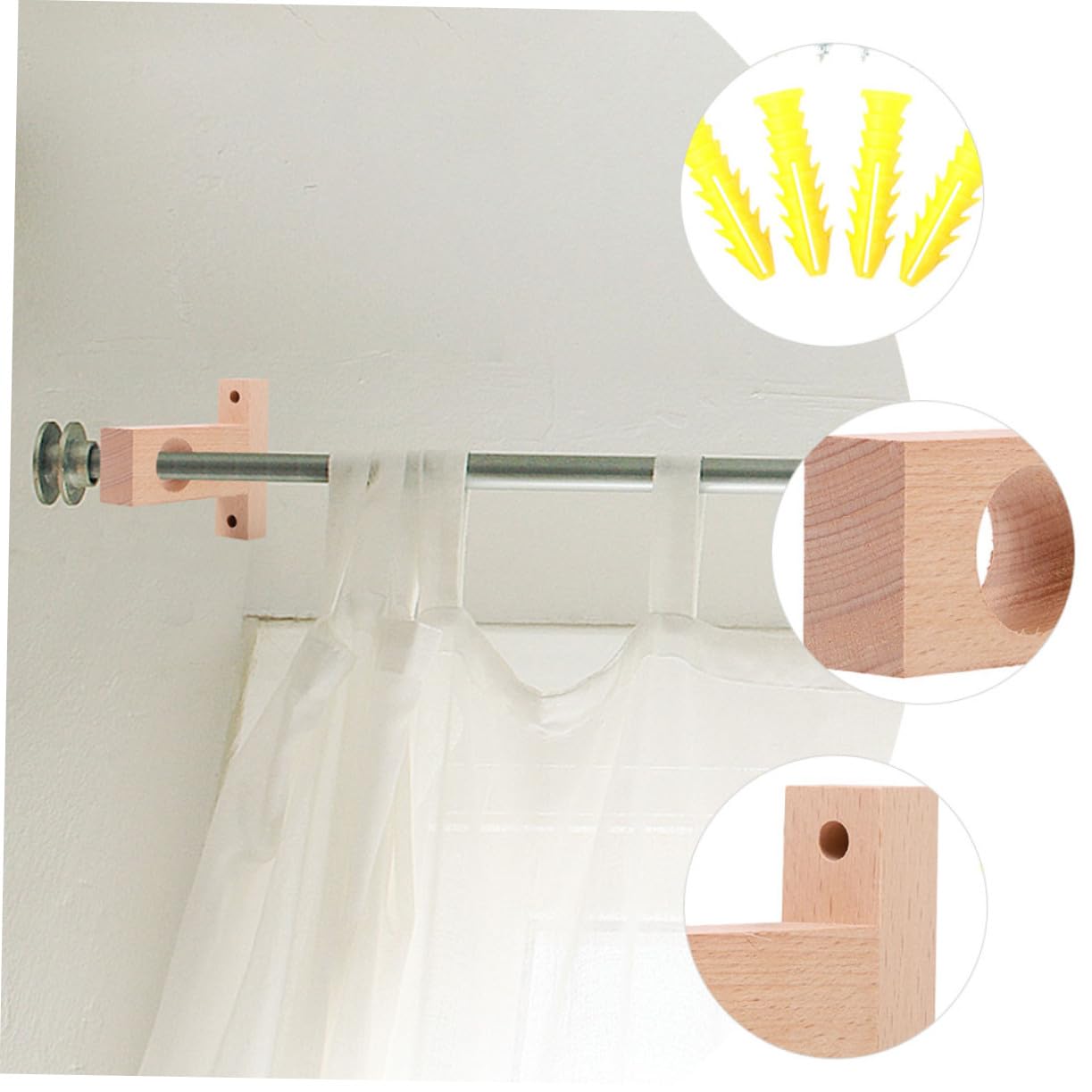 Supporti per Aste per Tende in Legno 4 Pezzi Ganci per Tende da Parete Robusti Resistenti all'Usura Staffe per Bastoni per Camera da Letto e Soggiorno