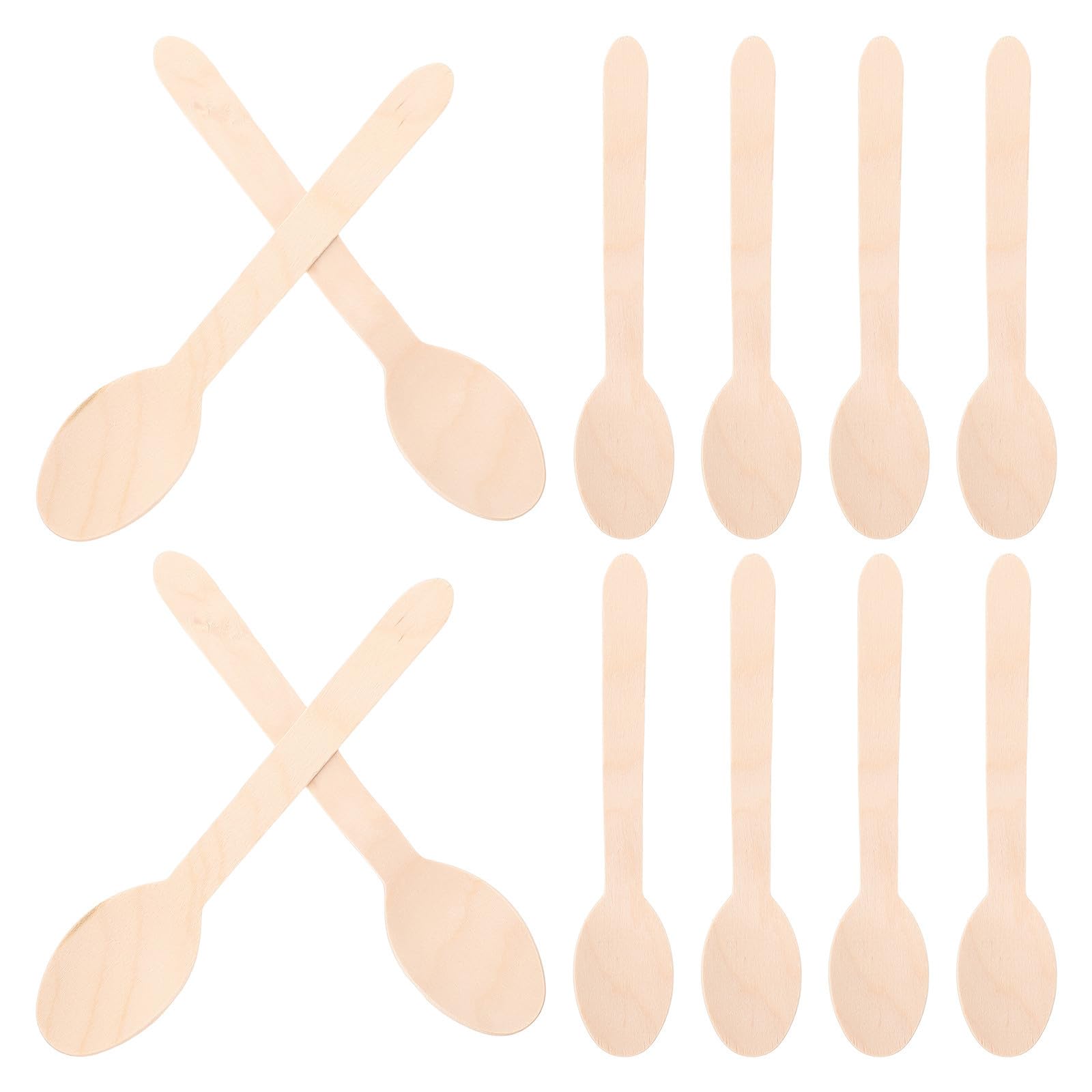Cucharas desechables de madera SECFOU para degustación en eventos rústicos (100 uds.)