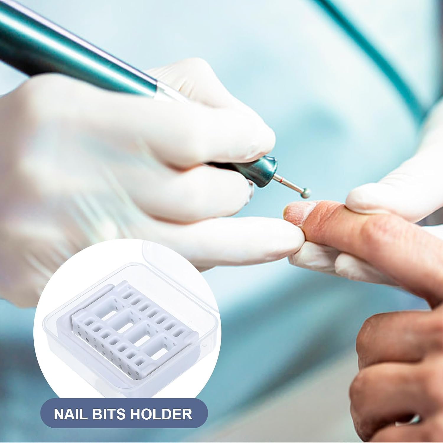 BESPORTBLE Nail Drill Box White PP Dustproof Storage for Nail Art Lovers