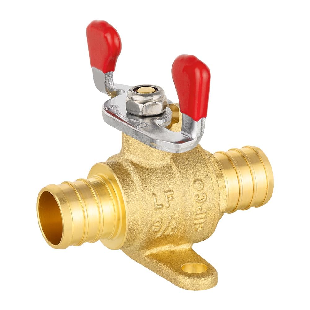 EFIELD - Confezione da 10 valvole a sfera a crimpare da 3/4" Pex con orecchio a goccia per caldo e freddo, con manico a farfalla, ottone LF, NSF/ANSI 61 (10)