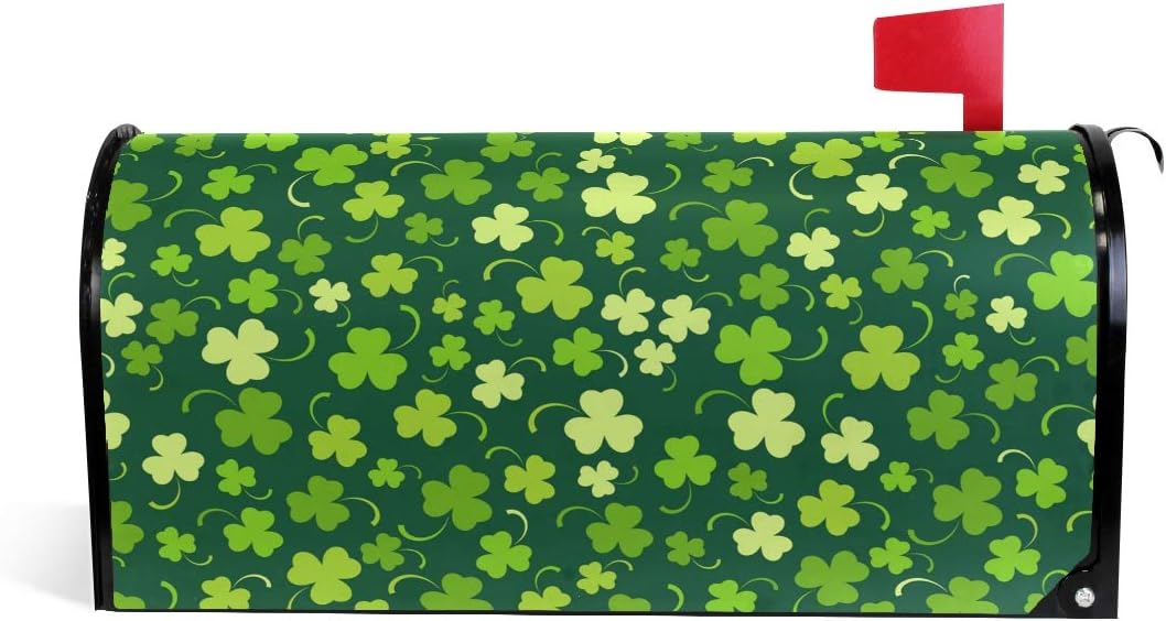 ALAZA WOOR St Patricks Day Shamrock Magnetic Mailbox Cover MailWraps Garden Yard Home Decor for Outside Standard Size-18"x 20.8"