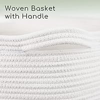 Vista 3 de MXMHOME Cesta grande de cuerda de algodón Almacenamiento de manta para almohadas en la sala de estar, cesta de lavandería tejida para bebé con asa