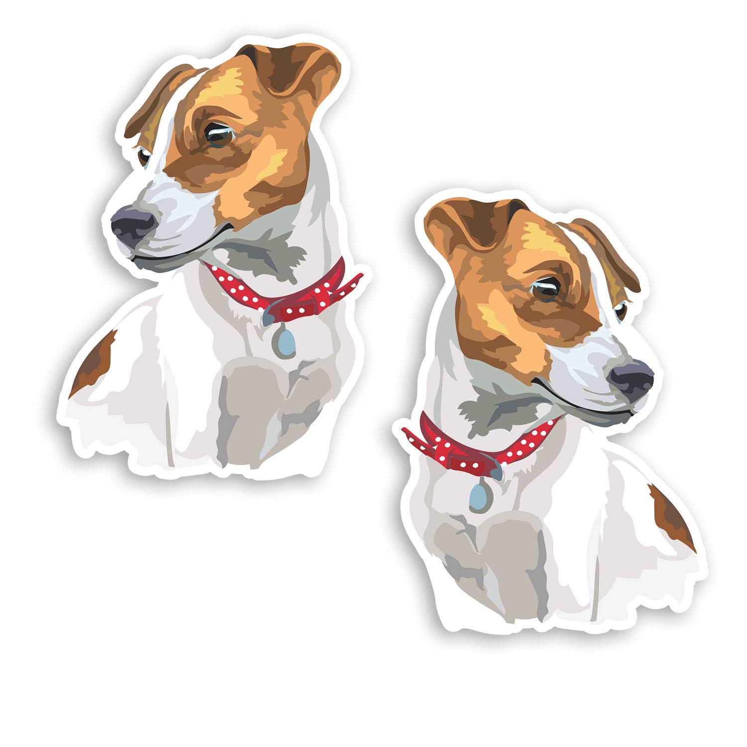 Destination Vinyl Ltd Multi 2 X 10Cm Jack Russell Terrier Dog Vinyl Stickers - Puppy Sticker Laptop #20699 (10Cm Tall)
