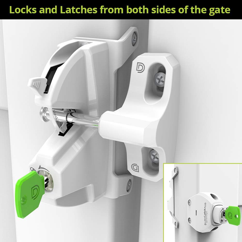 60% Off Discount D&D Technologies LL3PWAWT LokkLatch Plus, Locking Privacy Gate Gravity Latch, Key Lockable on Both Sides of Gate, for Metal, Wood, and Vinyl Fences, White
