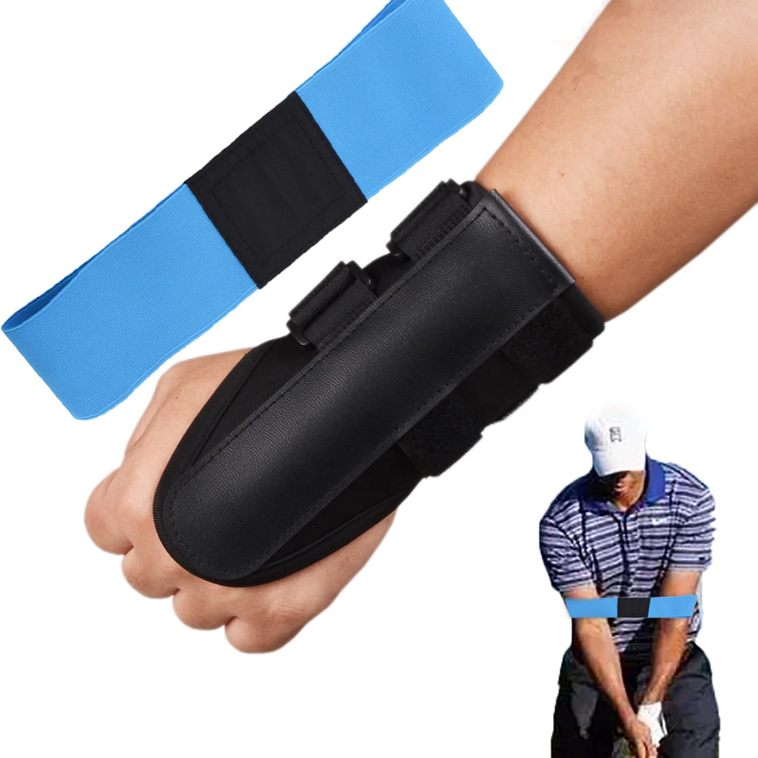 BORUO 2 Pack Golf Training Aid Golf Wrist Brace & Arm Band, Golf Wrist Training Swing Kit to Correct Wrist Angle and Develop Muscle Memory for Golf Trainers