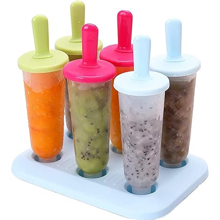 CHICHIC Popsicle Molds Ice Pop Makers Ice Pop Molds Ice Bar Maker Plastic Popsicle Mold, Kids Ice Cream Tray Holder Lolly Pops, Kitchen Supply(Mixed Large)