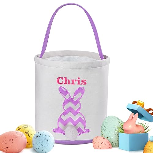 Canasta de Pascua personalizada con diseño de conejito de Pascua, cestas de Pascua de Touber para niños, canasta de Pascua personalizada, canasta de