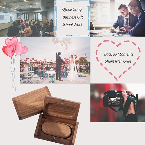 Miniatura 7 de Caja de memoria USB 3.0 ovalada de madera de 32 GB, unidad USB 3.0 de 32 G, USB 3.0 de súper velocidad, regalo ideal para cumpleaños, aniversario,