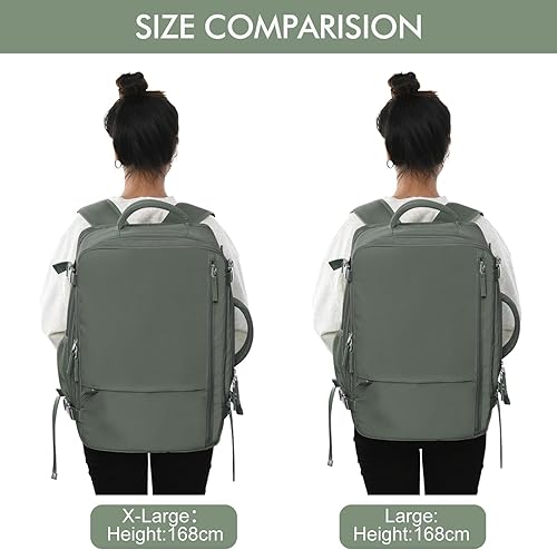 Miniatura 8 de Mochila de viaje aprobada por aerolíneas para hombres y mujeres, bolsa de artículos personales para senderismo universitario y negocios, Verde