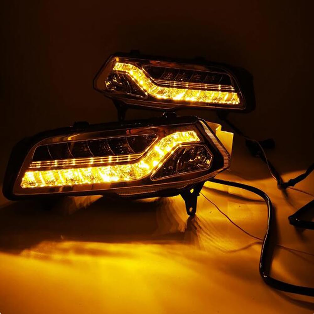 BAKUGO 2 Pezzi Luce LED Luce di Marcia Diurna Luce Fendinebbia DRL Giallo Indicatore di Direzione per VW Polo 2014 2015 2016 2017 2018