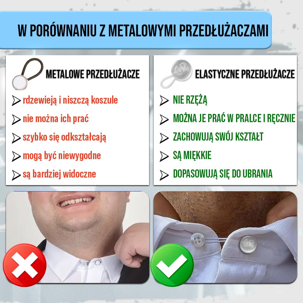 C2 2 szt. Przedłużki do kołnierzyka koszuli, Średni - Białe - 18L