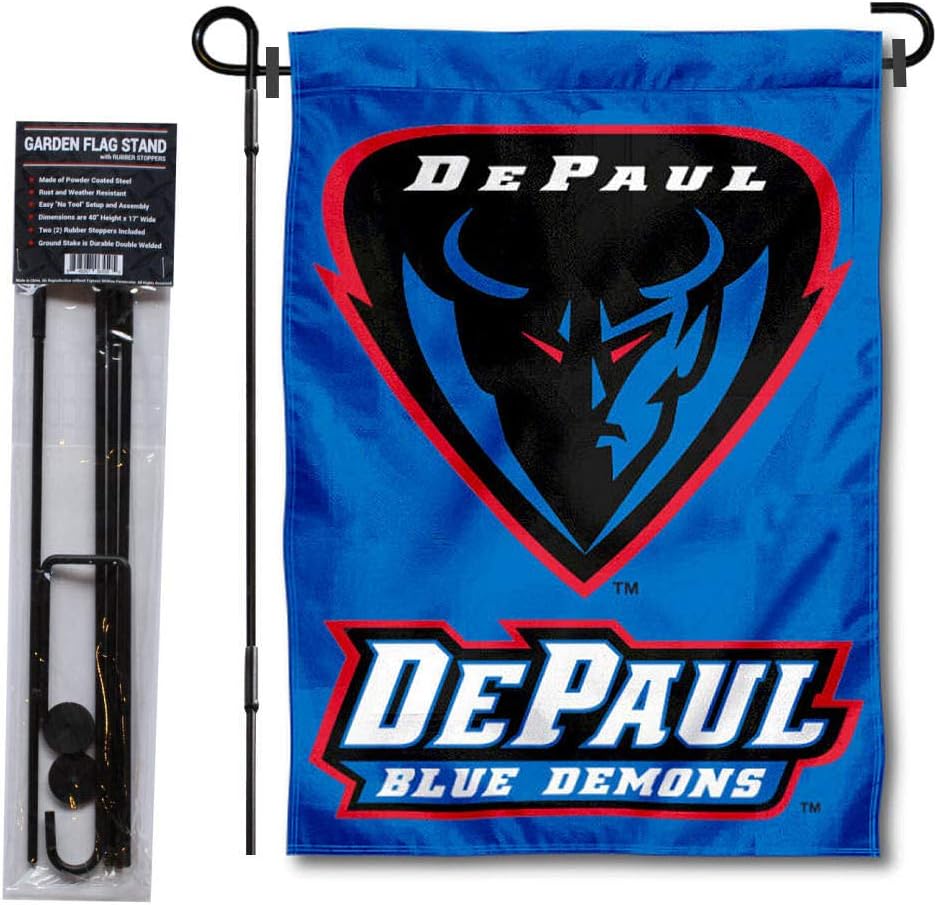DePaul Blue Demons Garden Flag with Stand Holder