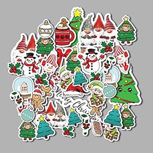 ISEE 360® 44 PCs X Mas Celebration Printed Scrapbook Learning Stickers for Notebooks,Diary, Journal,Laptop, Mobiles Multicolored Printed Stickers