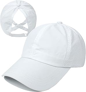 HGGE Womens Criss Cross Ponytail Baseball Cap Adjustable High Messy Bun Ponycap Quick Drying