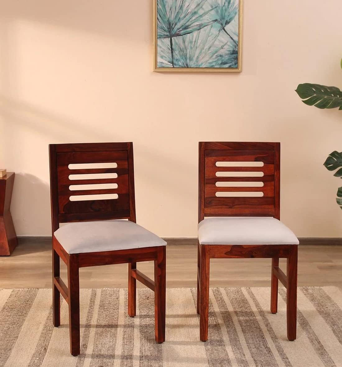Solid Sheesham Wood Dining Chairs Only | Wooden Set of 2 Dinning Chair for Kitchen & Dining Room | Rosewood, Natural Wooden Finish (2 Seats) (Design 4)-picture-13