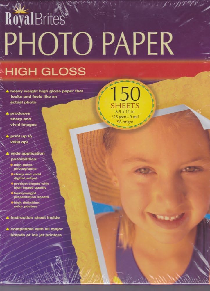 High Gloss Photo Paper, 8.5"x11", 225 gsm, 150/pack