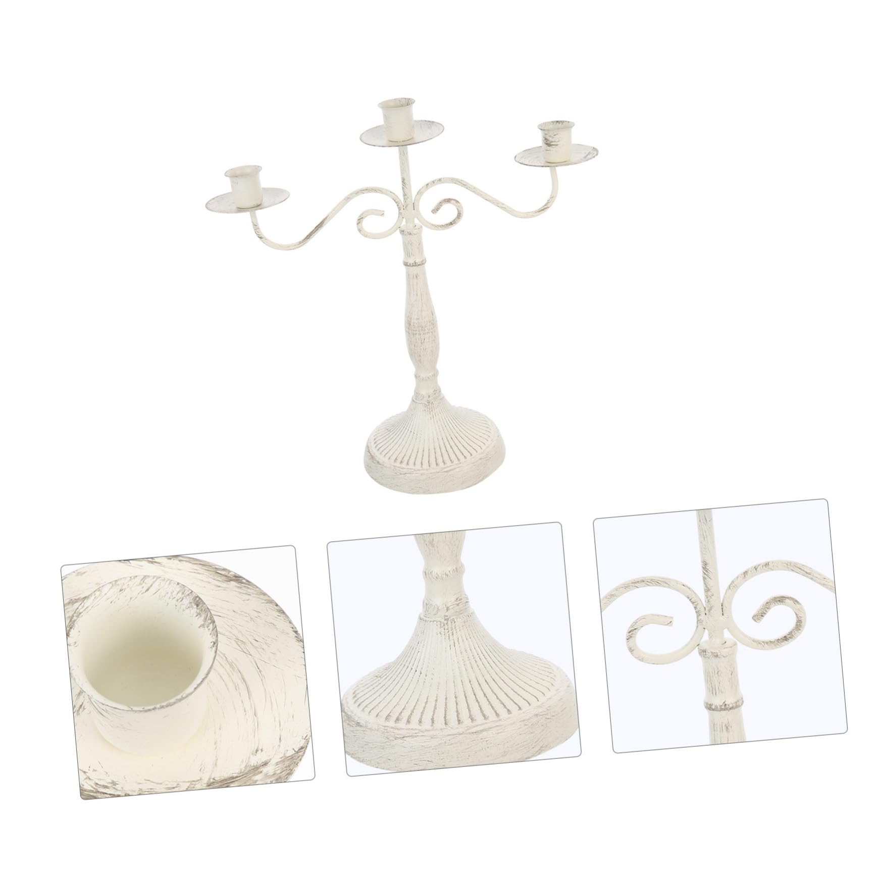 Candelabro Vintage in Ferro Bianco, Design Multi-testa per Tavolo