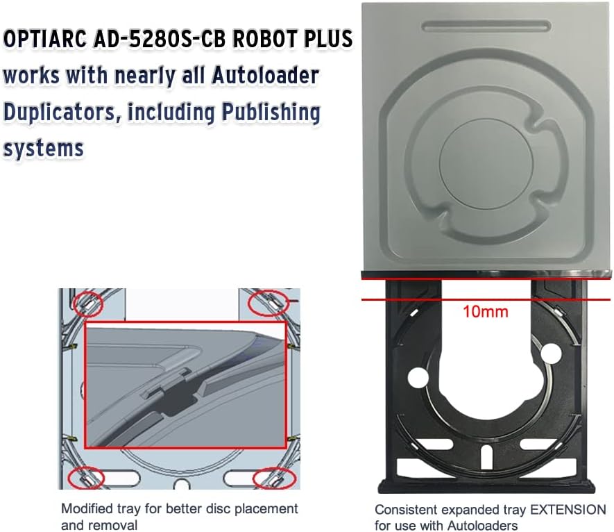 5280S-CB-ROBOT 24X SATA Internal CD DVD Optical Drive Burner with Extended Tray for Compatibility with Robotic autoloaders