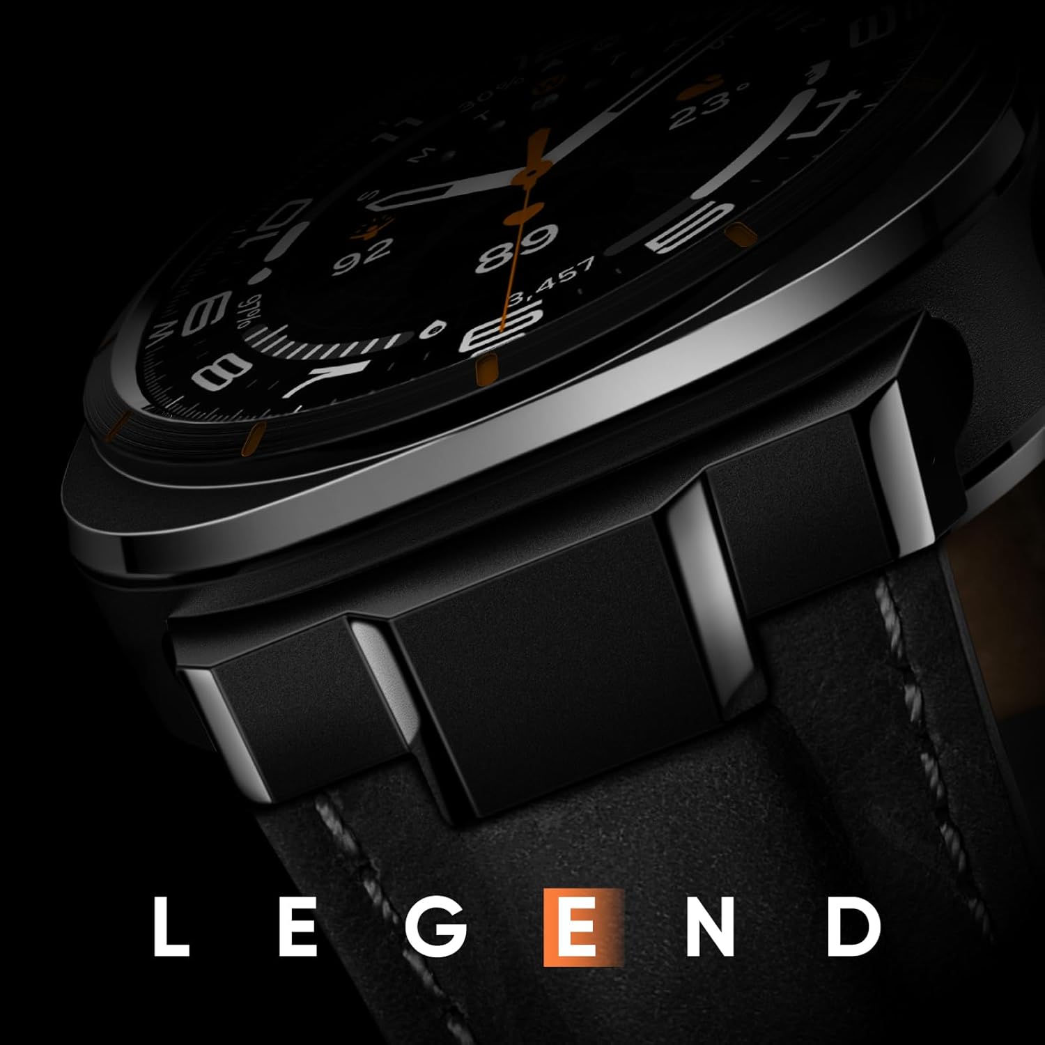 Suitisbest Genuine Leather Band Compatible with Samsung Galaxy Watch Ultra Bands 47mm for 2025 2024, No Gap Designer Rugged Strap with Metal Connectors for Men, Ideal Birthday Gift for Him