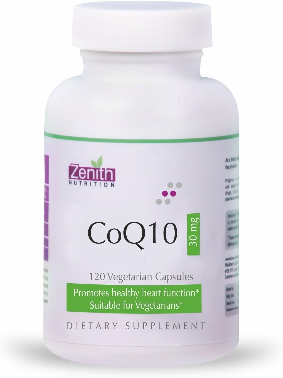 Zenith NutritionCoEnzyme Q10 (CoQ10) 30mg - 120 Capsules for Heart Health and Cellular Energy production