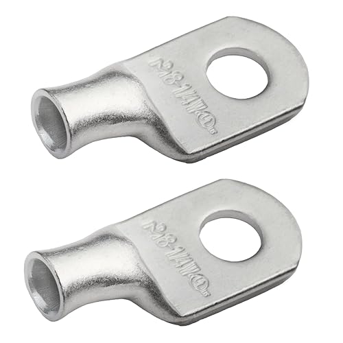 Miniatura 466 de SELTERM - Terminal en anillo de grado marino UL 2/0 AWG 3/8 pulgadas (25 uds) para batería, terminal tubular de cable eléctrico, conector calibre