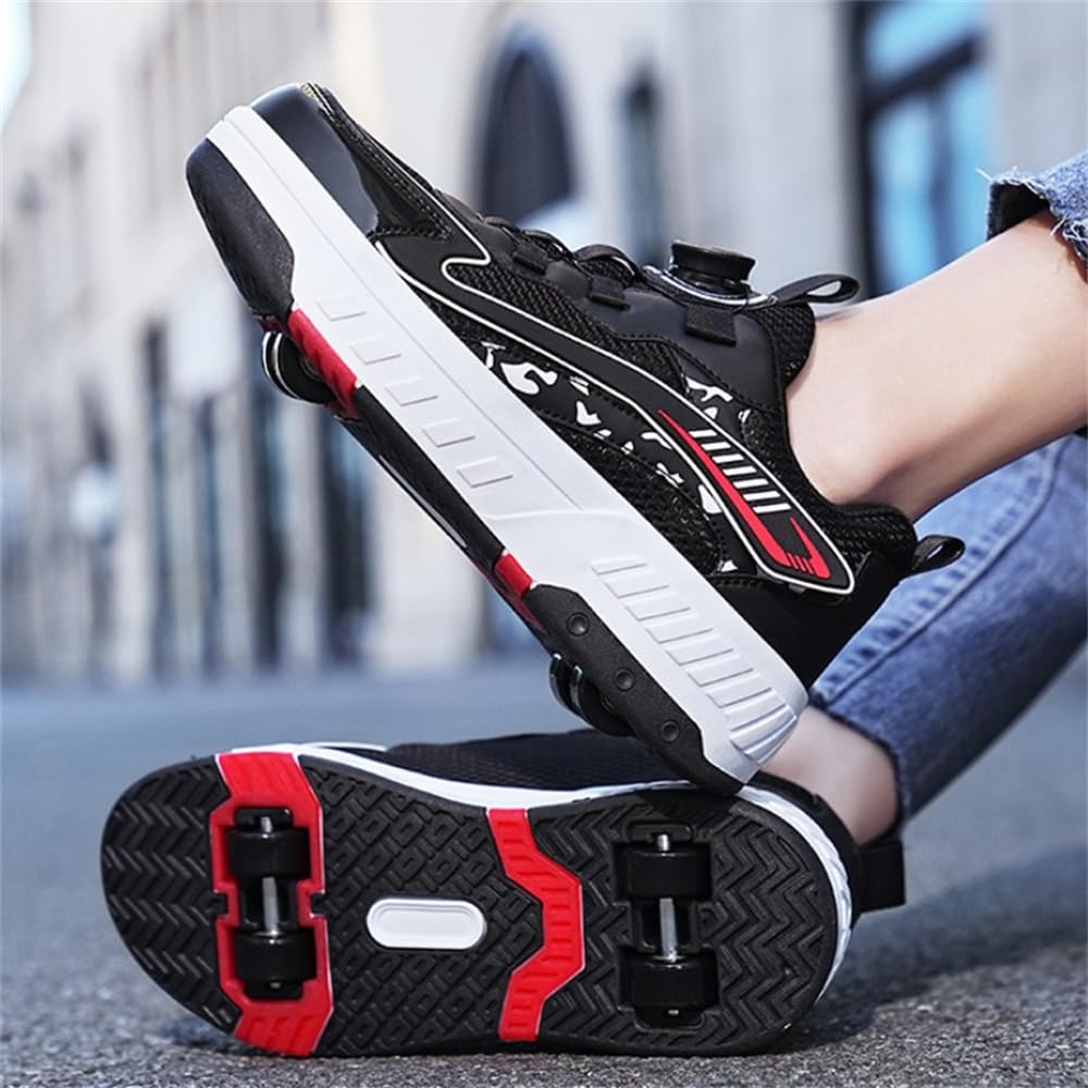 Patins à roulettes Enfants 2 en 1 Chaussures de Skateboard avec 4 Roulettes Amovibles Garçons Filles
