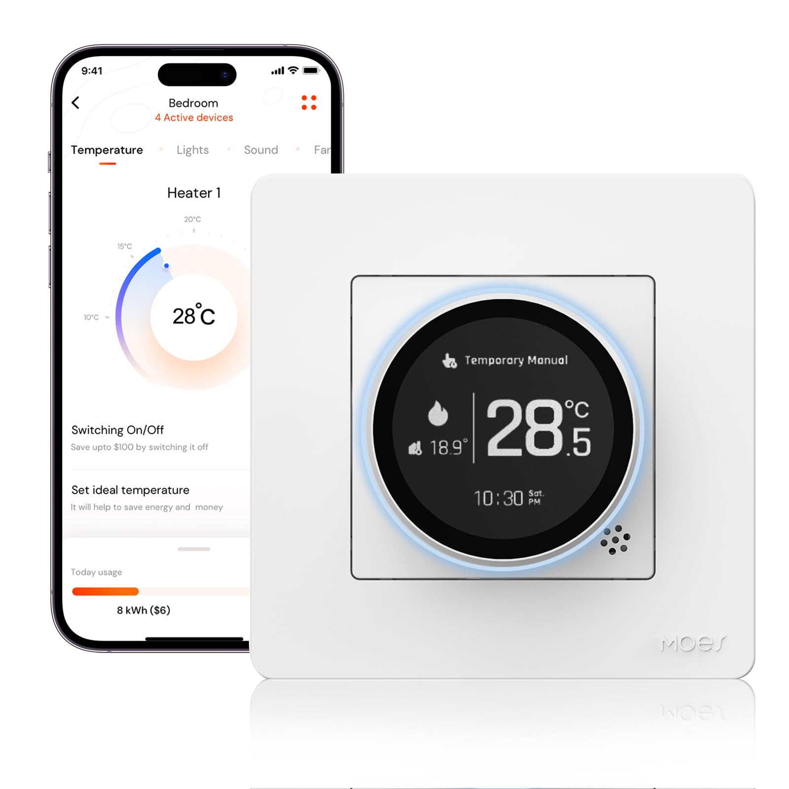 Smart Thermostat für Tuya, für Zigbee Fußbodenheizung Temperaturregler für Boiler, App Fernbedienung, einstellbar (GA-Weiß)