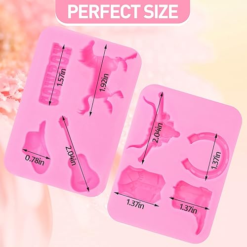 Miniatura 9 de Juego de 8 moldes de silicona para cabeza de toro botas de flecha de pluma estrella herradura casco molde de cactus moldes de chocolate para zapatos