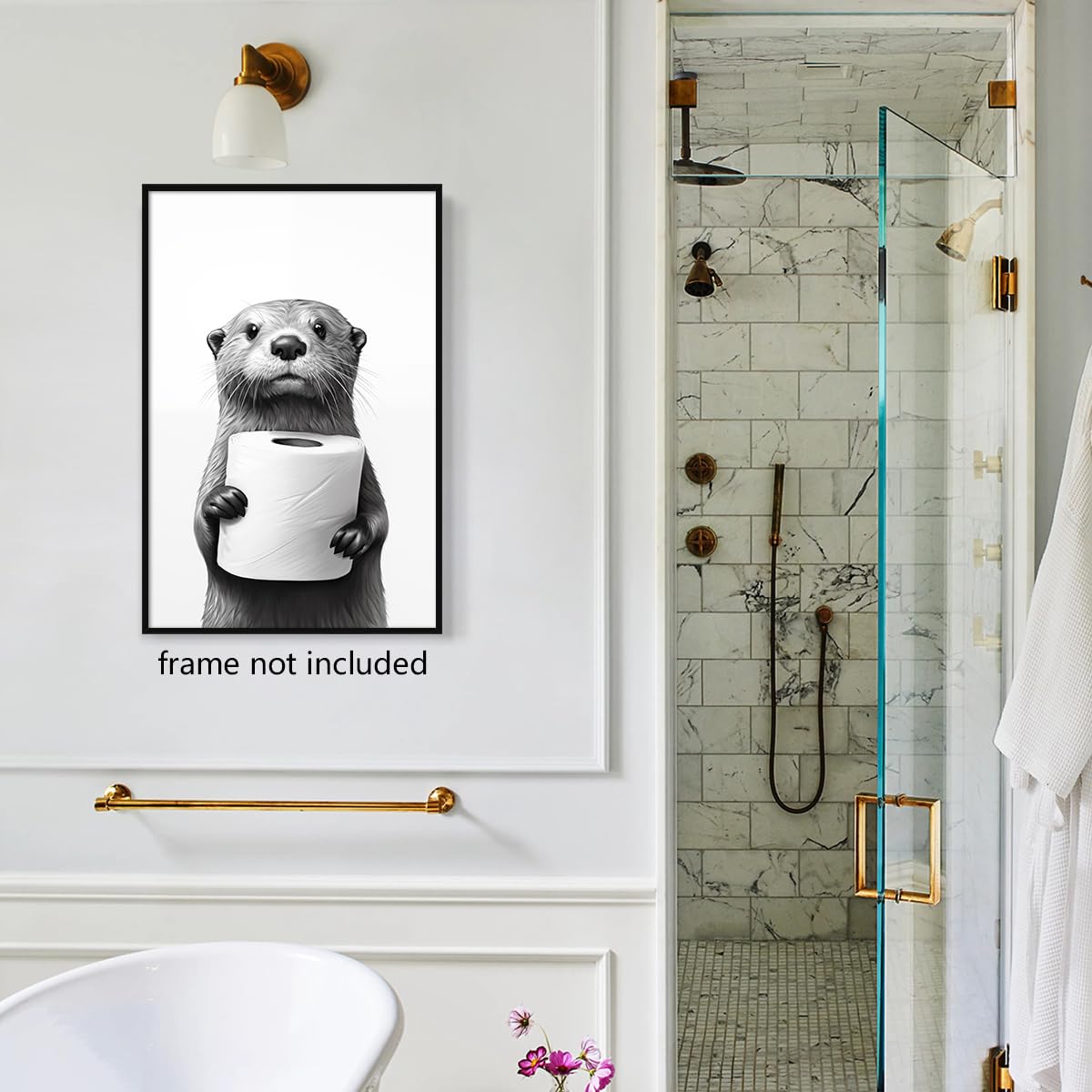 Lustiges Badezimmer Poster Otter - Witzige Deko Für WC 20x30 Cm